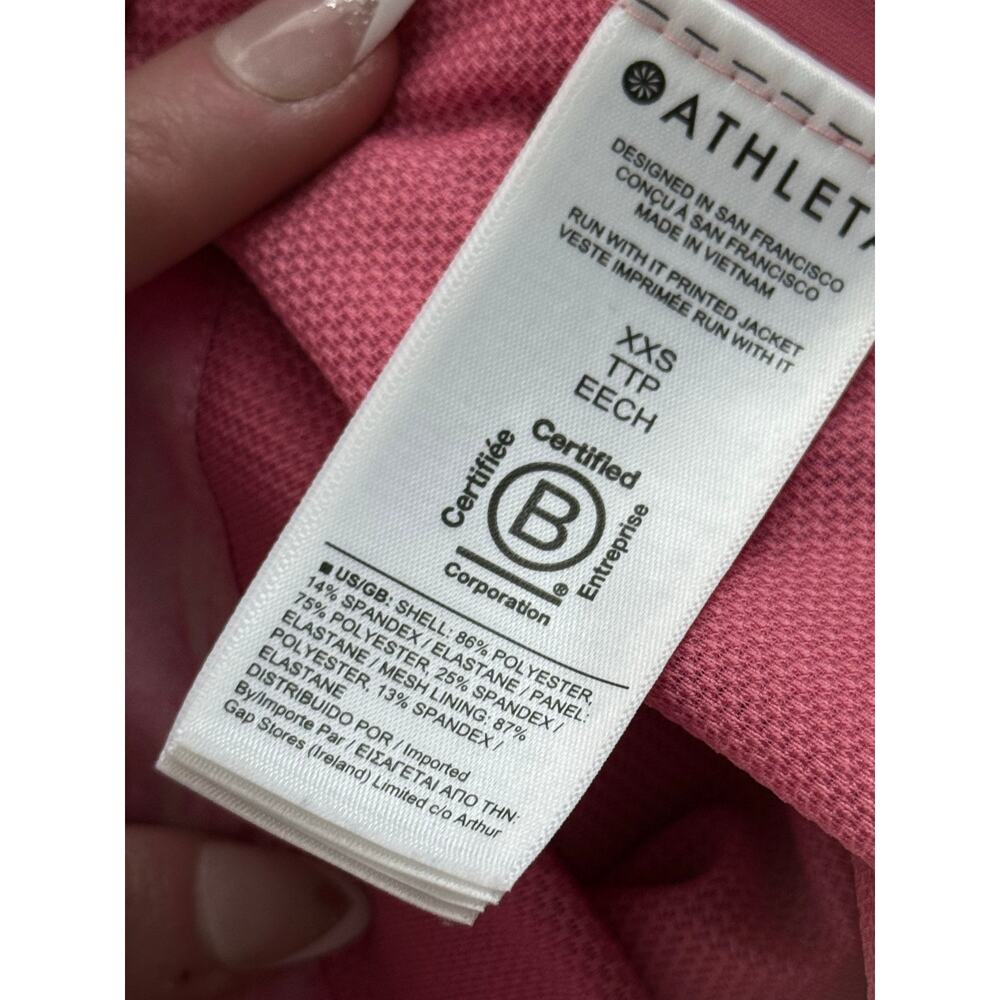 ATHLETA Run with It pink orange painted energy abstract zip up athletic jacket - Picture 11 of 11